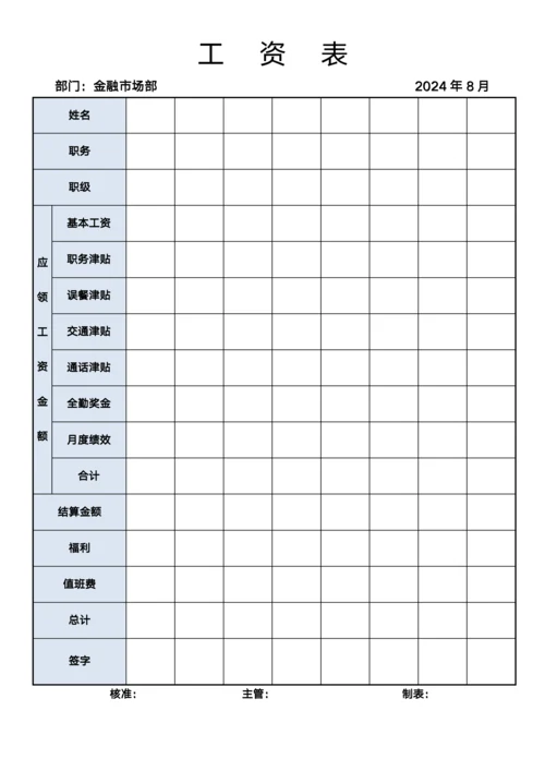 工资明细表