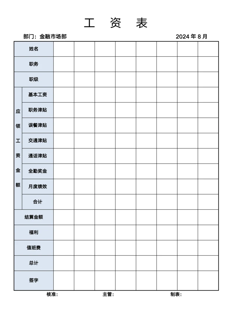 工资明细表