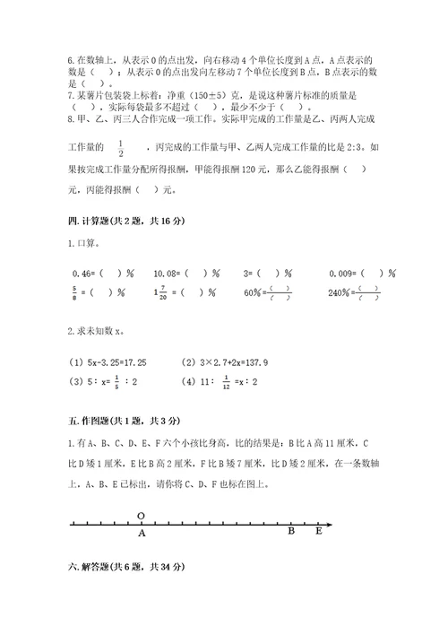 苏教版六年级下册数学期末检测卷附参考答案（模拟题）