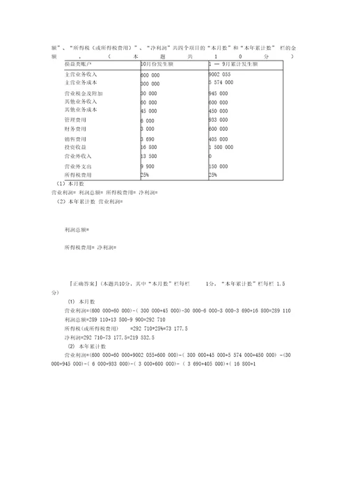 利润表习题含答案推荐文档