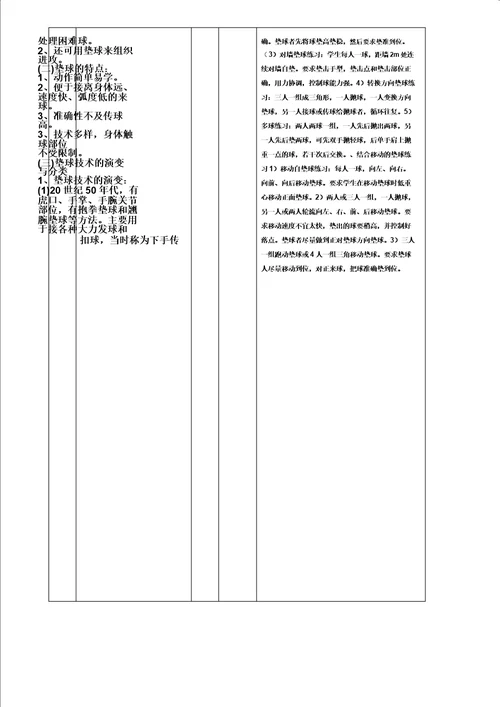 体育课学习教案大学排球