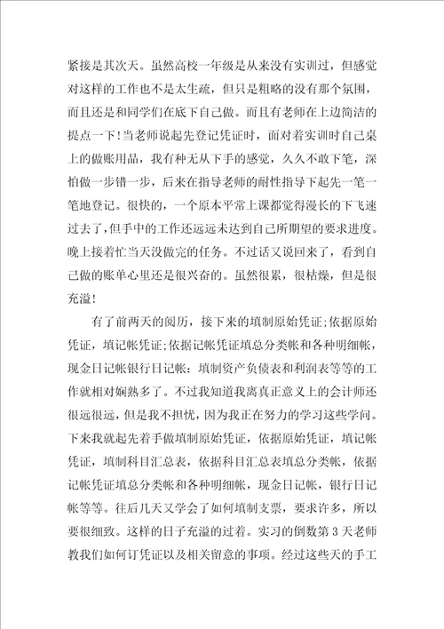 会计实习报告3000字范文三篇vbse财务会计实训心得