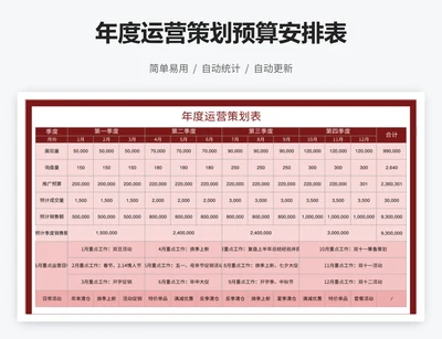 年度运营策划预算安排表