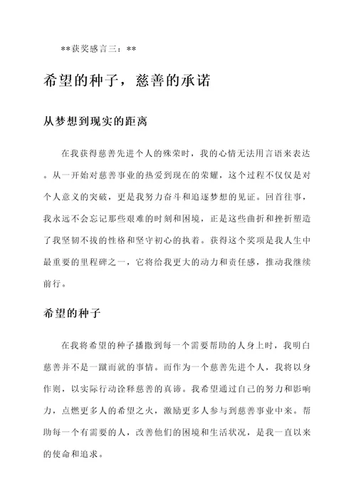 慈善先进个人获奖感言