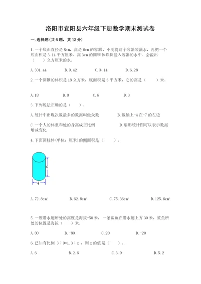 洛阳市宜阳县六年级下册数学期末测试卷带答案.docx