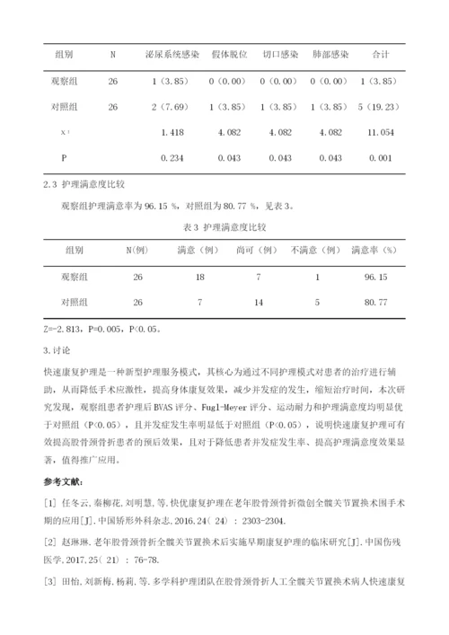 加速康复外科理念在股骨颈骨折全髋关节置换术中的应用.docx