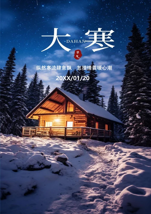 温暖灯光大寒节气海报