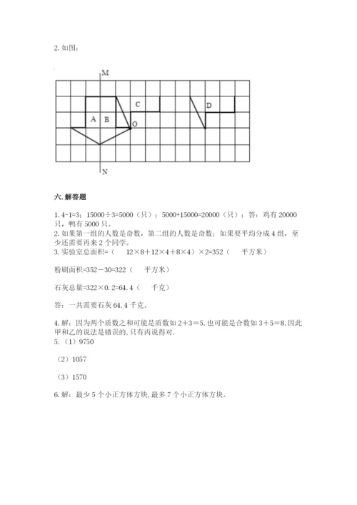 人教版小学五年级下册数学期末卷（中心小学）.docx