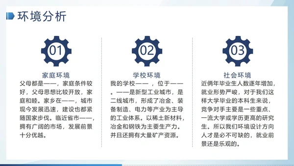 蓝色简约微立体大学生职业生涯规划带内容PPT模板