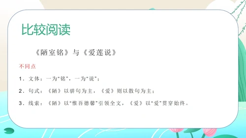 蓝色水彩风初一语文课件爱莲说PPT模板