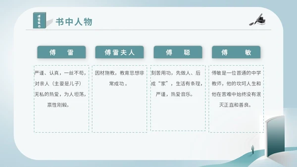 简约创意插画阅读学校教师教学傅雷家书读书分享课件模板