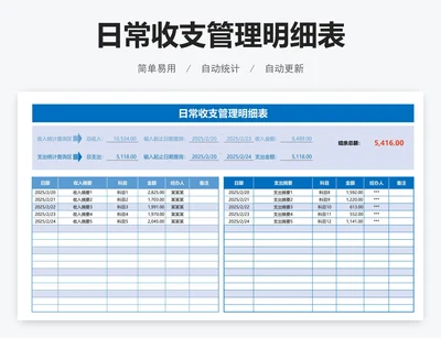 日常收支管理明细表