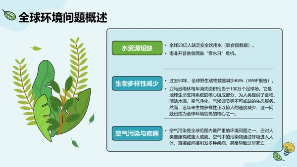 绿色插画风环保校园科普PPT模板