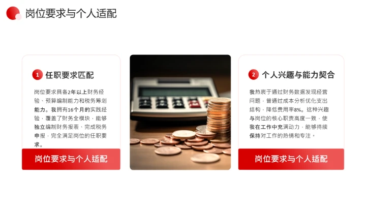 红色简约通用版大学生求职个人综合展示职业生涯规划（财务方向）