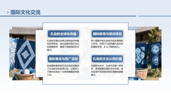 蓝色中国风非遗扎染文化技艺PPT模板