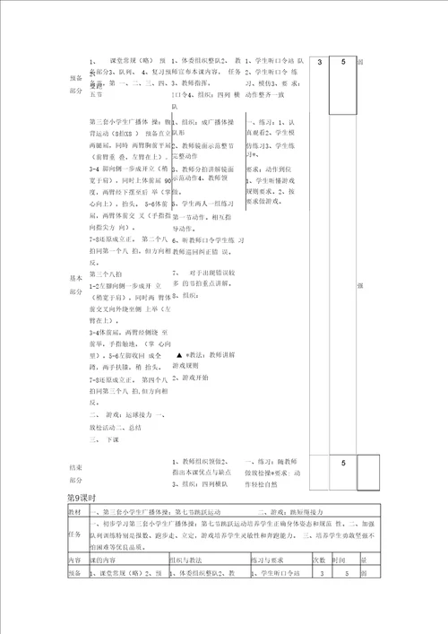 小学广播体操七彩阳光教学教案