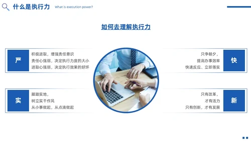 蓝色简约实拍风如何提高执行力高效执行力PPT