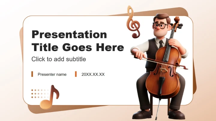 棕色3D风音乐课件教学设计公开课PPT主题模板