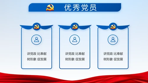 蓝色党建党支部年年终总结学习教育PPT