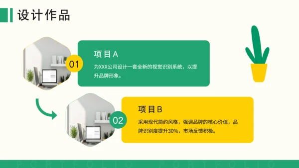 黄色扁平风平面设计师个人作品集PPT