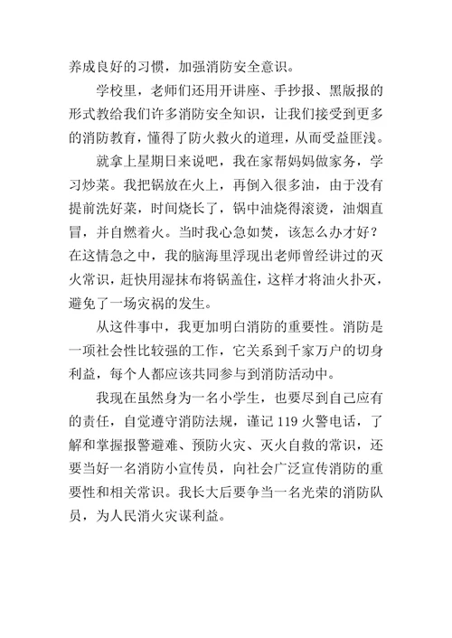 关于写消防安全的小学作文600字 防火安全 从小事做起