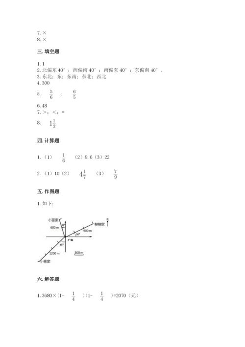 人教版六年级上册数学期中测试卷（考点提分）.docx