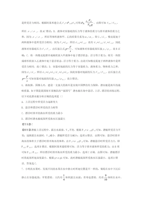 学年八年级物理下册.物体的浮沉条件及应用同步培优训练卷含解析新版新人教版.docx