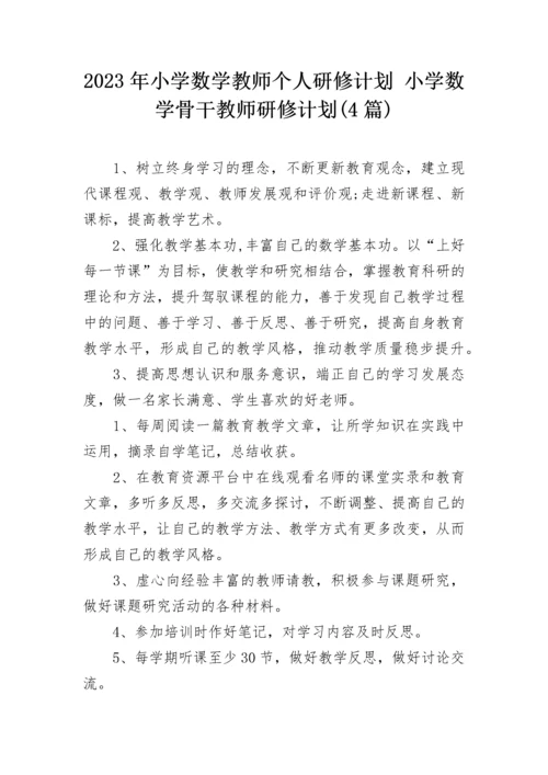 2023年小学数学教师个人研修计划 小学数学骨干教师研修计划(4篇).docx