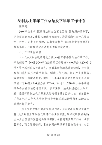 法制办上半年工作总结及下半年工作计划.docx