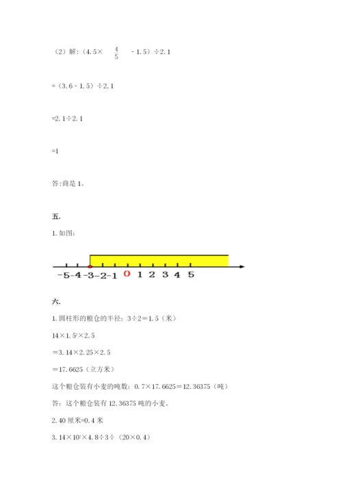 小学六年级数学期末自测题附参考答案（能力提升）.docx