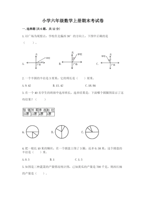 小学六年级数学上册期末考试卷附参考答案【名师推荐】.docx