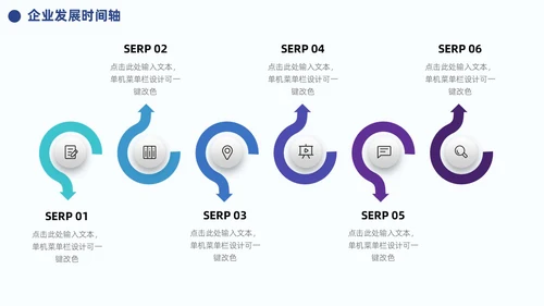 蓝色企业公司发展历程大事记时间轴PPT模板图表