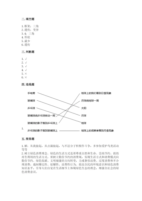教科版六年级下册科学期末测试卷（word）.docx