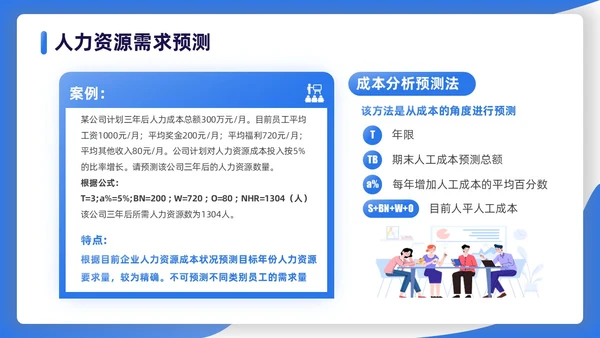 蓝色渐变扁平插画商务人力资源规划PPT模板职业规划