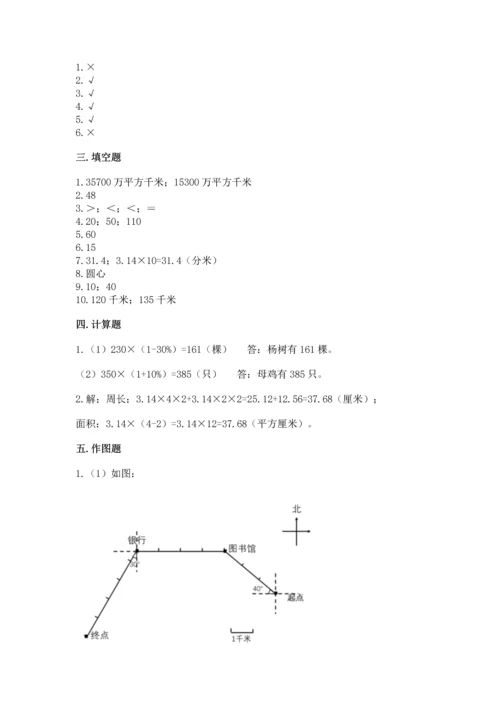 2022六年级上册数学期末测试卷附参考答案（达标题）.docx