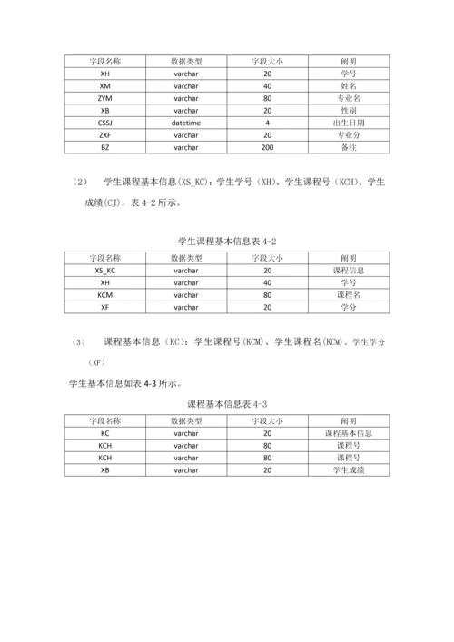 基于CSQL的学生成绩基础管理系统专项项目的设计及实现.docx