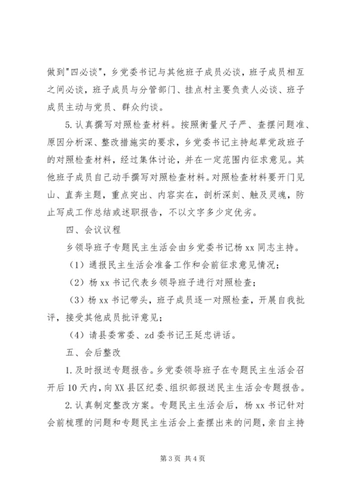 乡镇领导班子专题民主生活会工作方案.docx