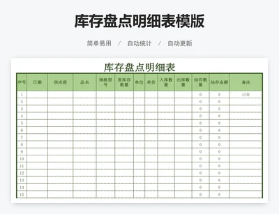 库存盘点明细表模版