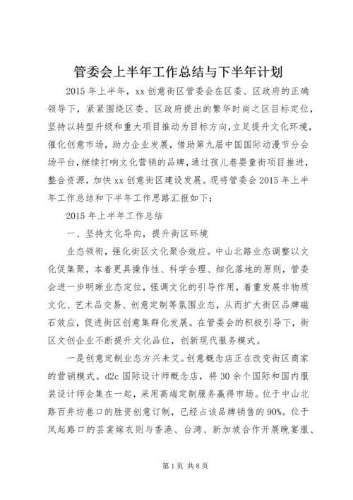 管委会上半年工作总结与下半年计划.docx