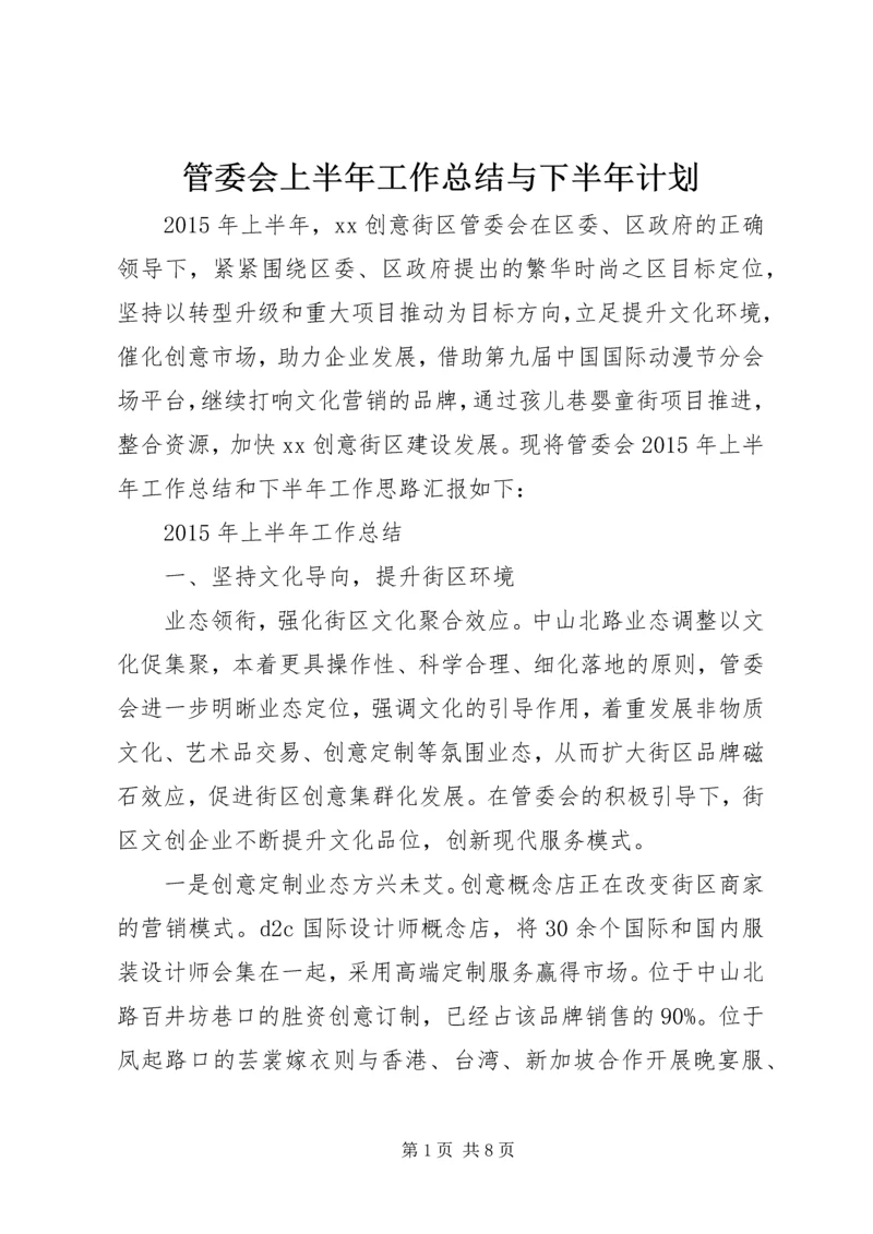 管委会上半年工作总结与下半年计划.docx