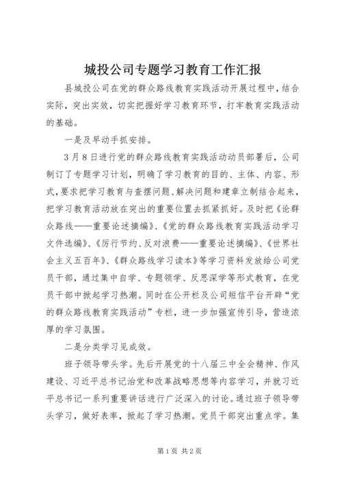 城投公司专题学习教育工作汇报.docx