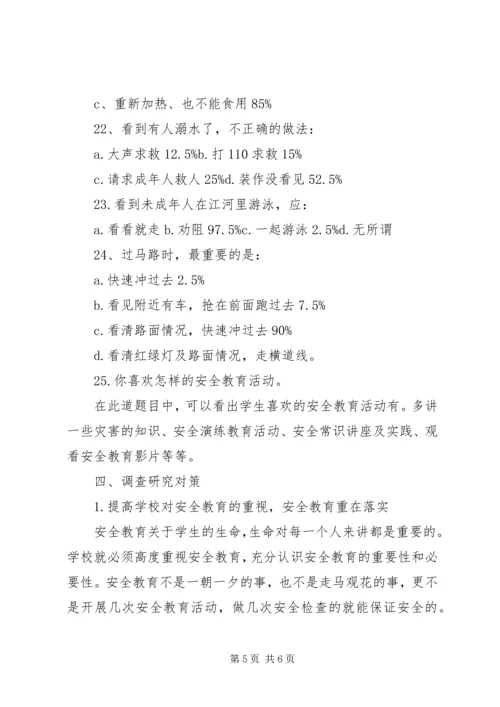 小学安全教育实效性研究问卷调查分析报告.docx