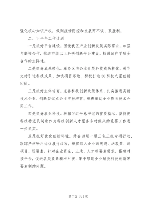 科技局XX年上半年工作总结和下半年工作计划.docx