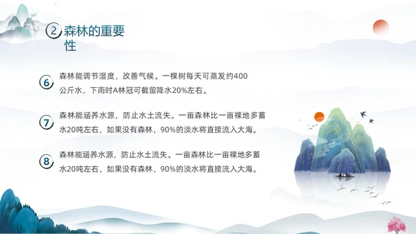 蓝色水墨中国风3月21日世界森林日保护森林爱护家园主题