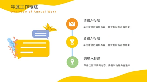 黄色扁平商务年度总结PPT模板