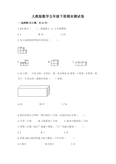 人教版数学五年级下册期末测试卷附答案解析.docx