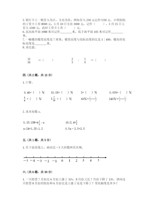 沪教版六年级数学下学期期末测试题附参考答案【达标题】.docx