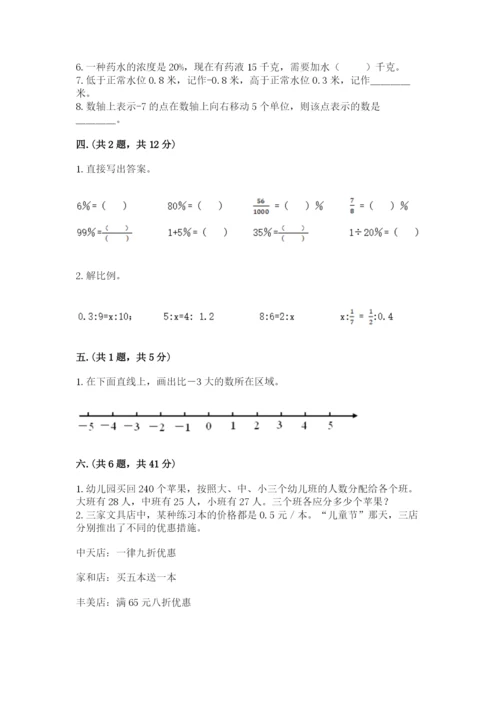 人教版六年级数学下学期期末测试题及参考答案【考试直接用】.docx