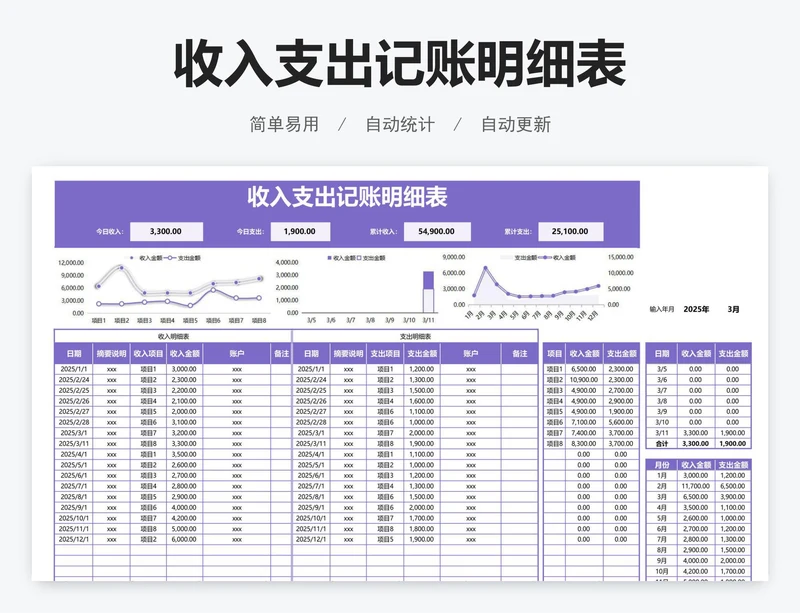 收入支出记账明细表