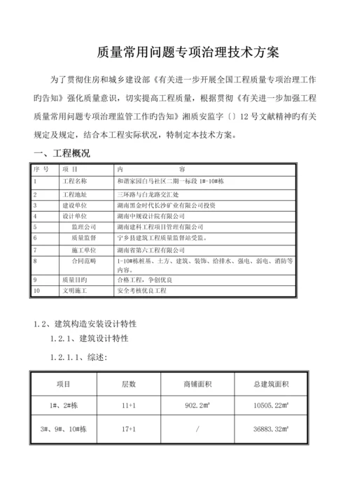 住宅关键工程质量常见问题专项治理重点技术专题方案新.docx